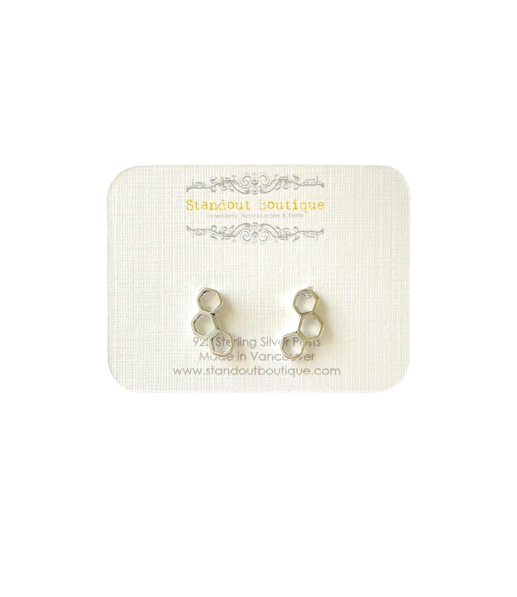 Sterling Beehive Honeycombed Shaped Studs - Standout Boutique