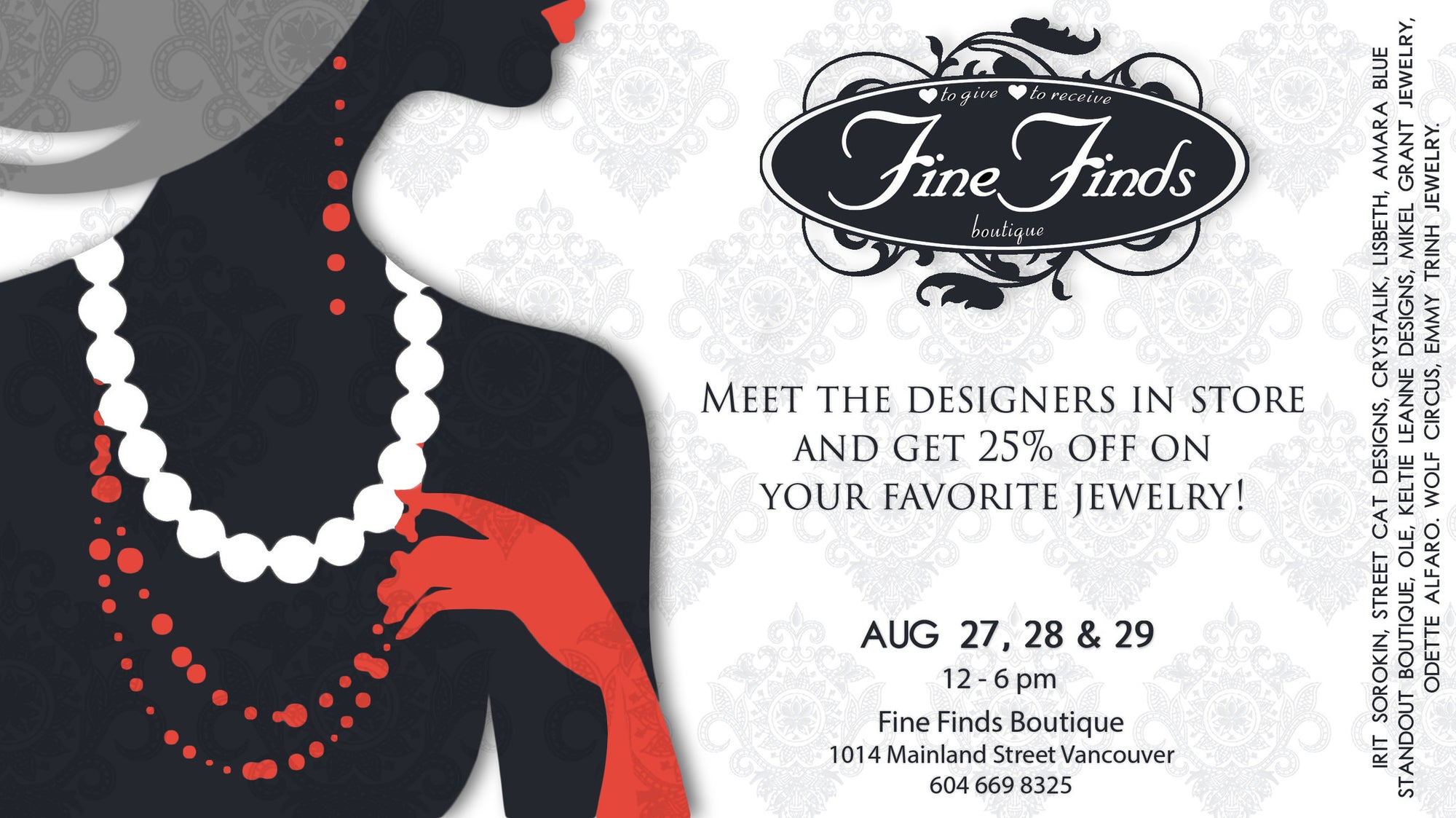 Meet the Designers in store! Aug 28th