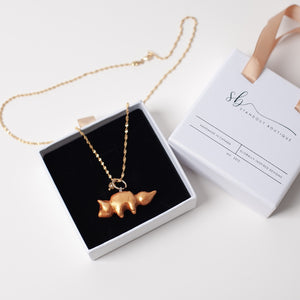 Golden Fox Pendant Necklace