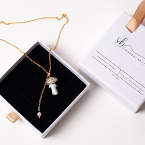 Enchanted Gold Mushroom Necklace
