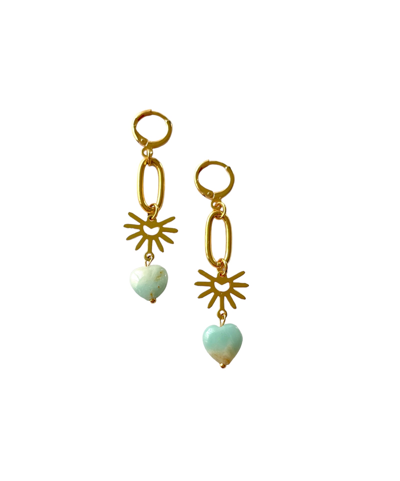 Amazonite Heart Earrings