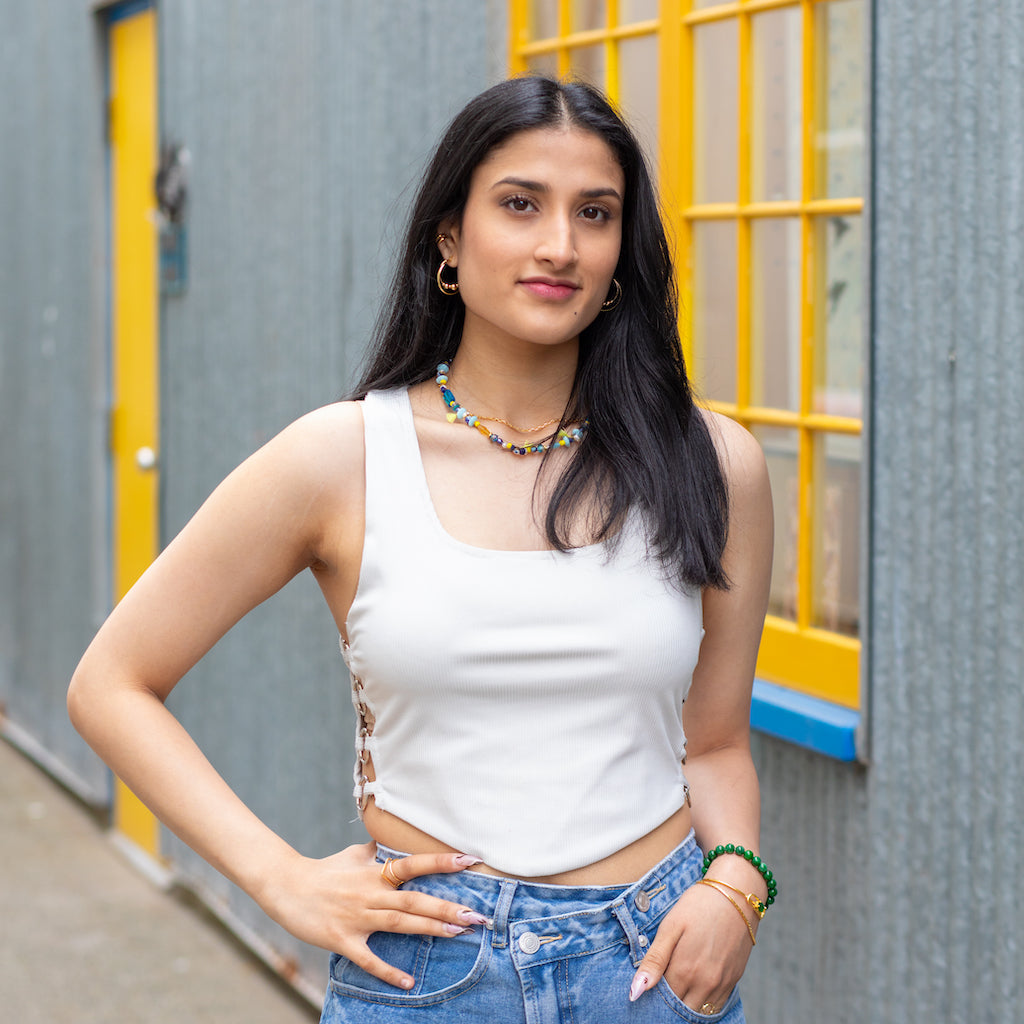Blue Beaded Gemstone Necklace