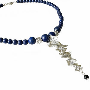 Blue Lapis Silver Flower Necklace