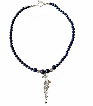 Blue Lapis Silver Flower Necklace