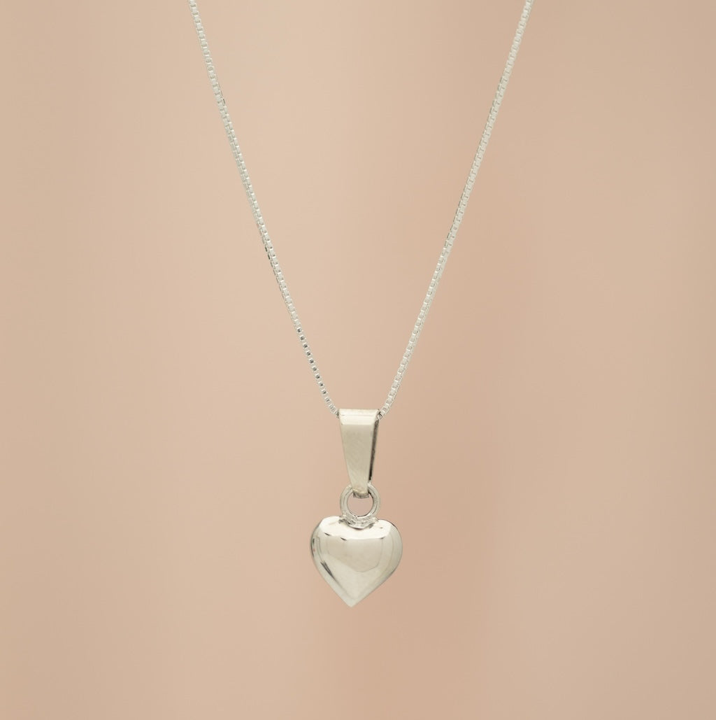 Sterling Silver Bold Heart Pendant Necklace