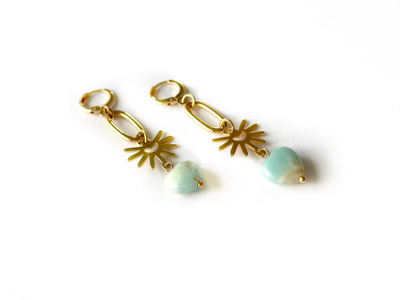 Amazonite Heart Earrings