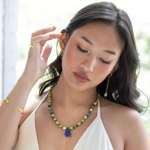 Yellow Turquoise and Lapis Necklace