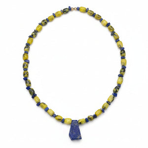 Yellow Turquoise and Lapis Necklace