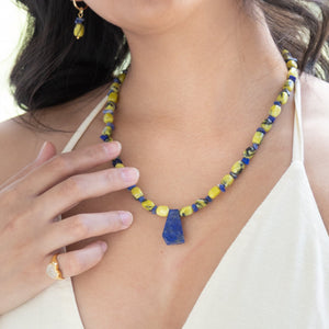 Yellow Turquoise and Lapis Necklace