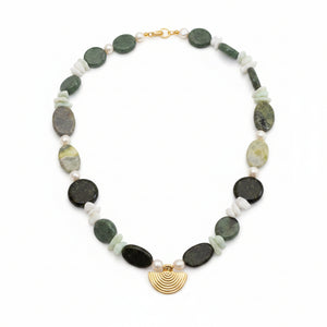 Green Jasper and Pearl Necklace