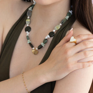 Green Jasper and Pearl Necklace