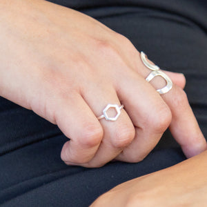 Sterling Silver Hexagon Ring