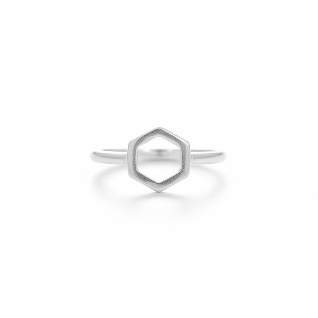 Sterling Silver Hexagon Ring