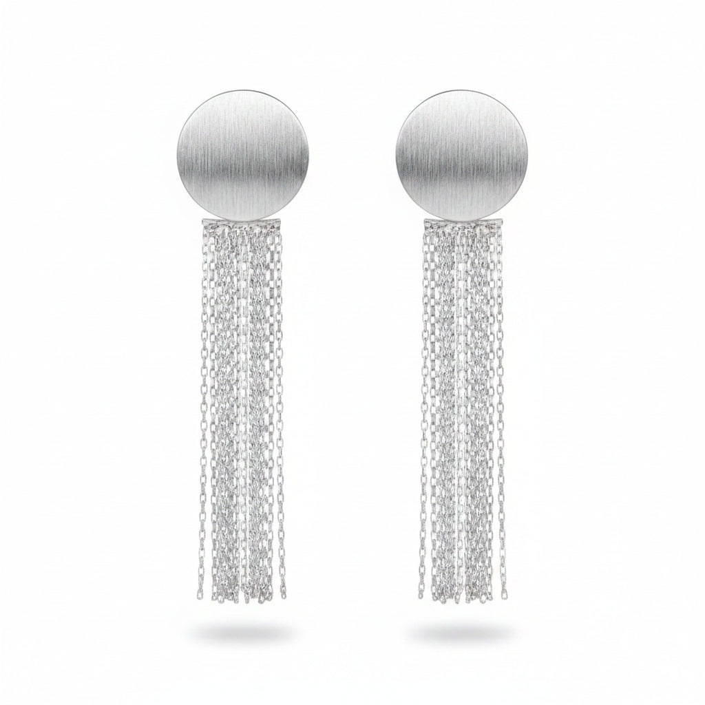 Silver Fringe Drop Earrings