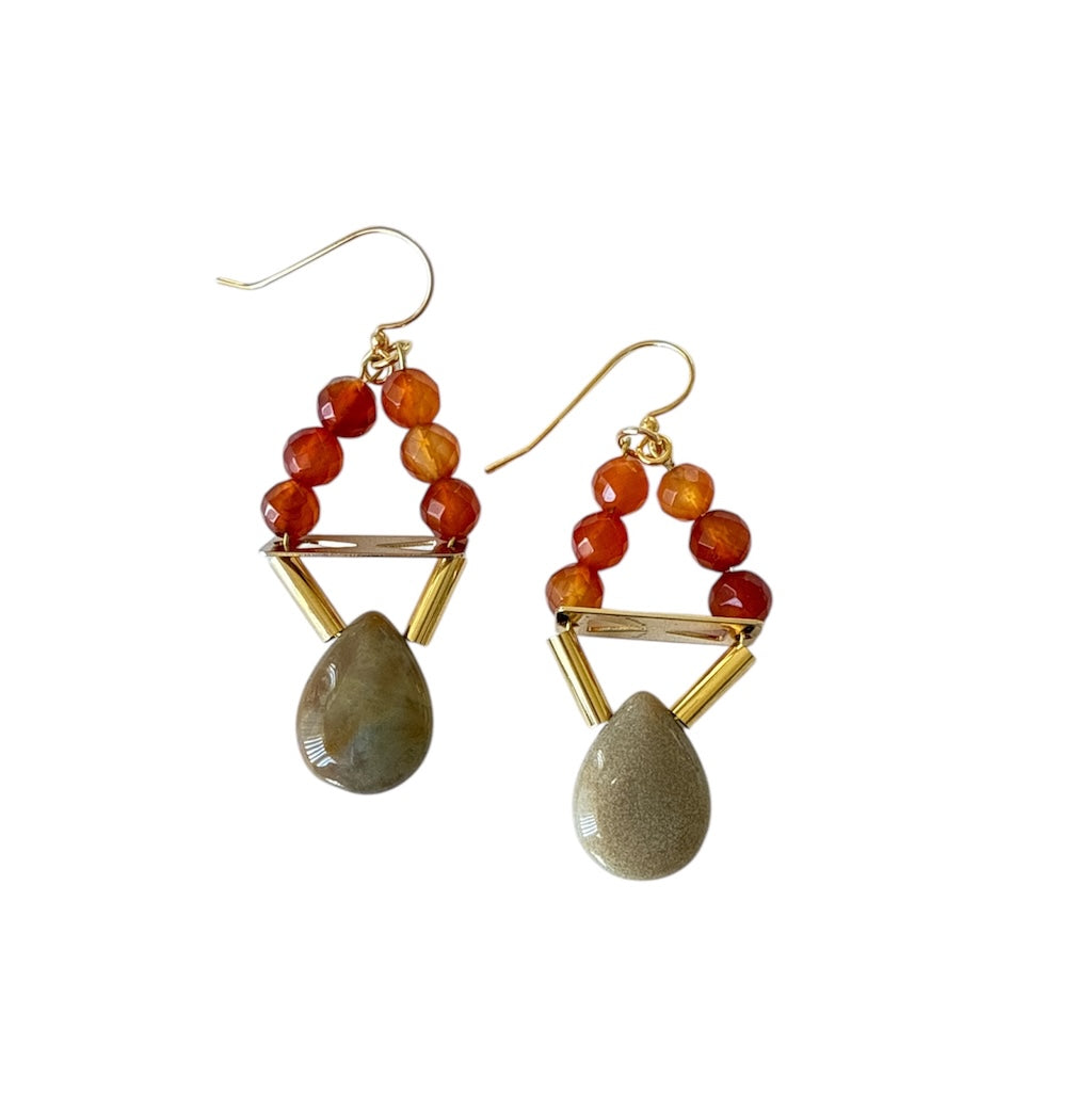 Carnelian Ocean Jasper Earrings