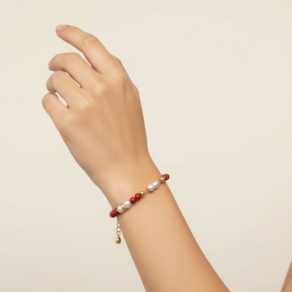 Coral & Pearl Bracelet