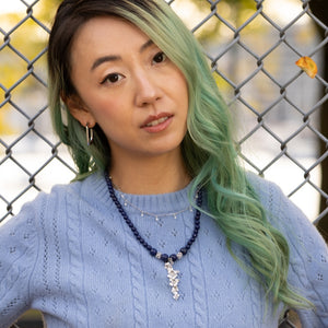 Blue Lapis Silver Flower Necklace