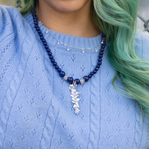 Blue Lapis Silver Flower Necklace