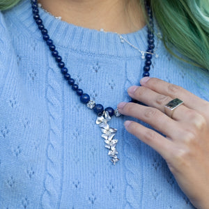 Blue Lapis Silver Flower Necklace