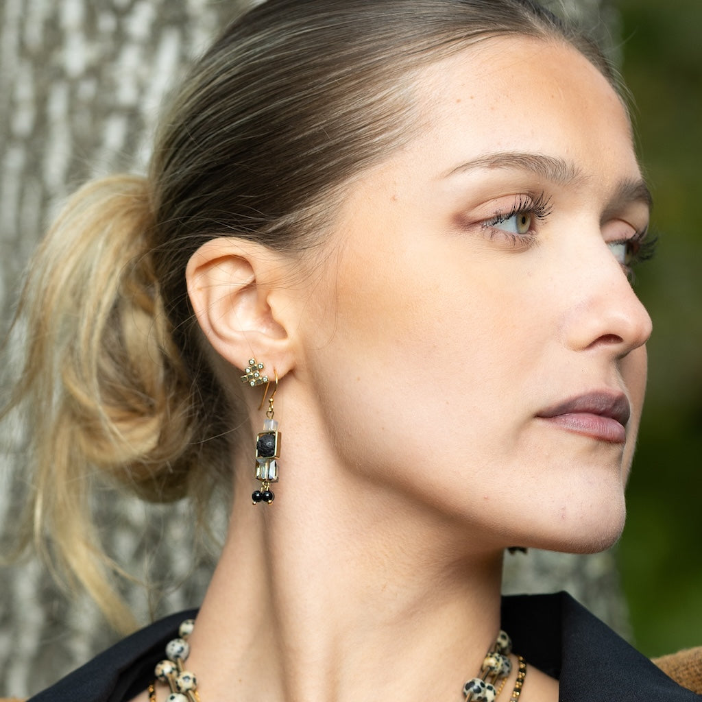 Faye Onyx Lava Earrings