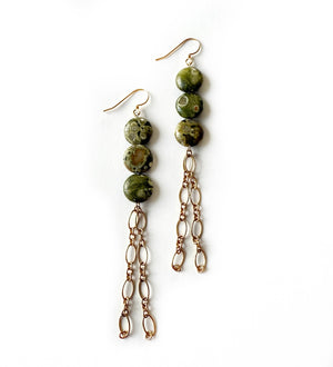 Green Jasper Cascade Earrings