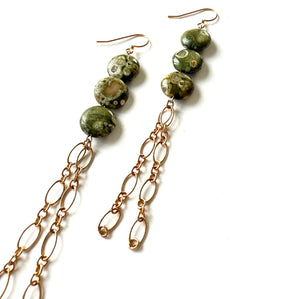 Green Jasper Cascade Earrings