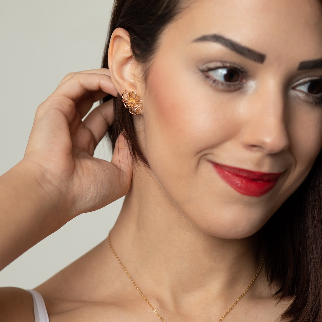 Marigold Gold Flower Studs