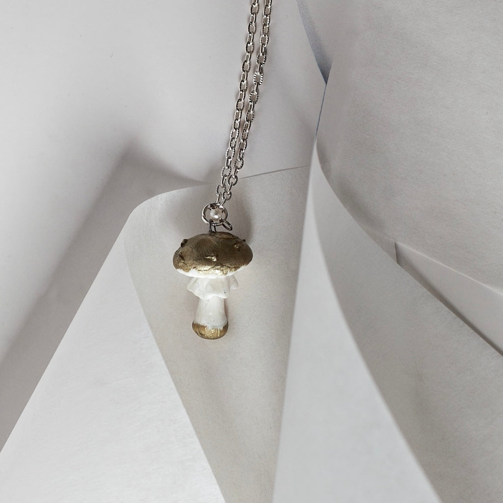 Enchanted Silver Mushroom Necklace