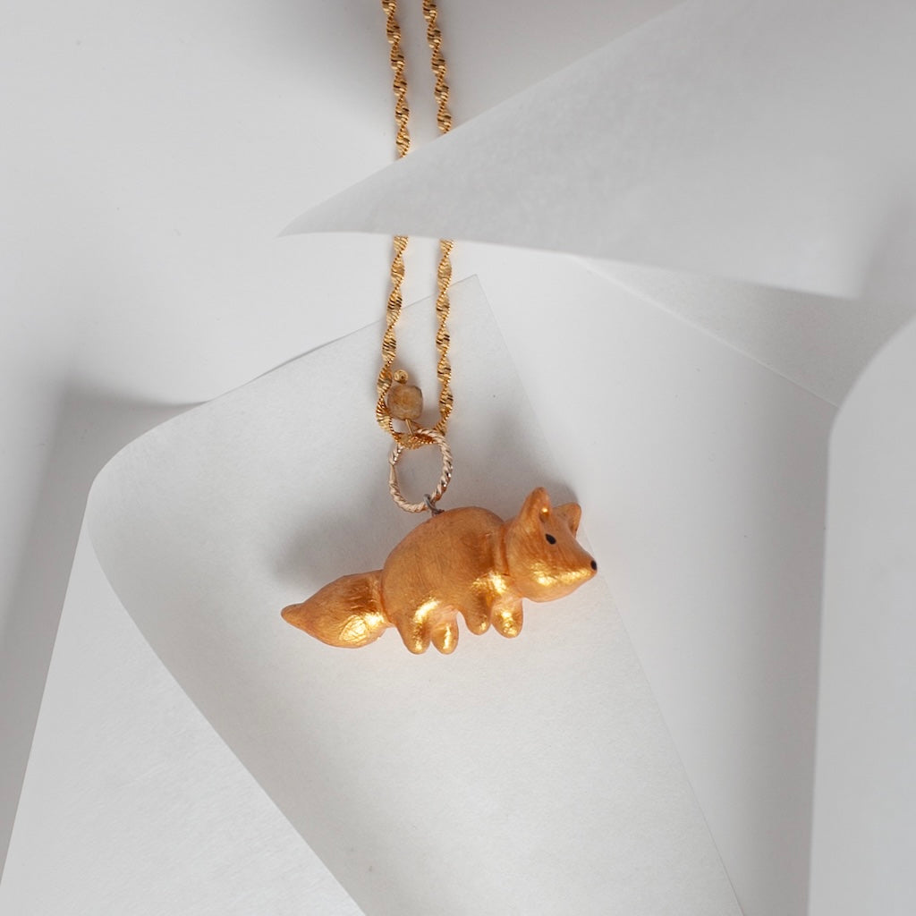 Golden Fox Pendant Necklace