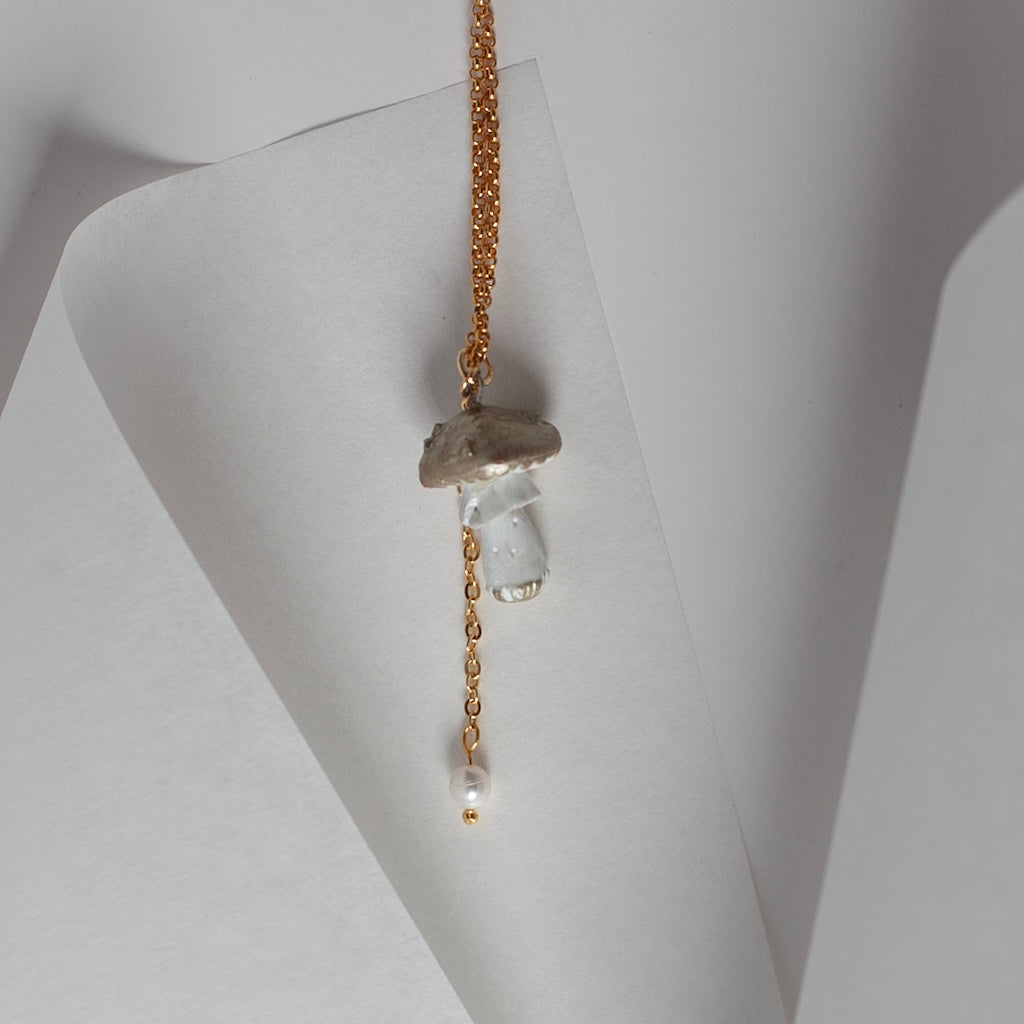 Enchanted Gold Mushroom Necklace