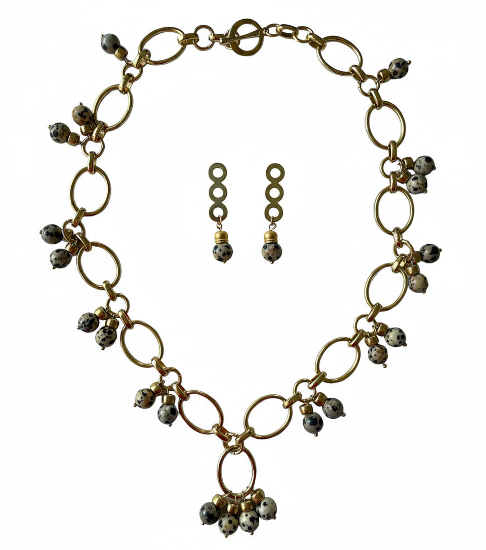 Dalmatian Jasper Olabisi Necklace & Earrings Set