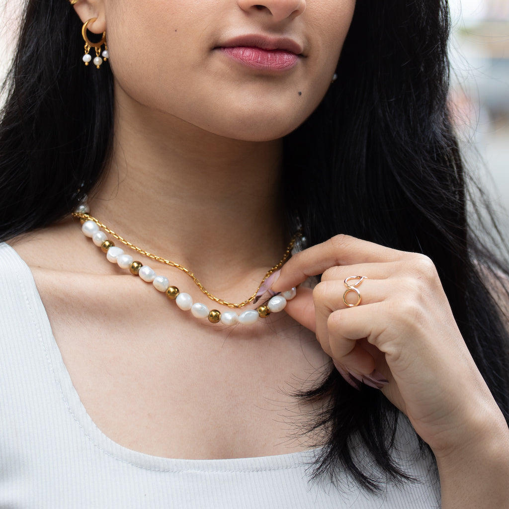 Pearl & Gold Hematite Necklace