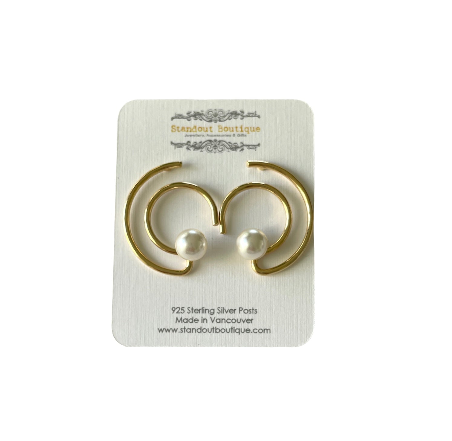 Kiara Gold Pearl Statement Hoops - Standout Boutique