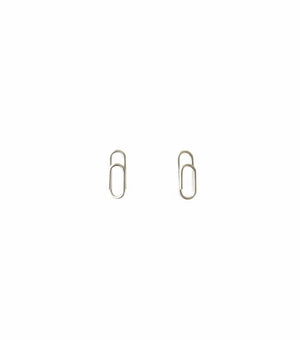 small and minimalist paper clip shaped stud earrings in sterling silver  