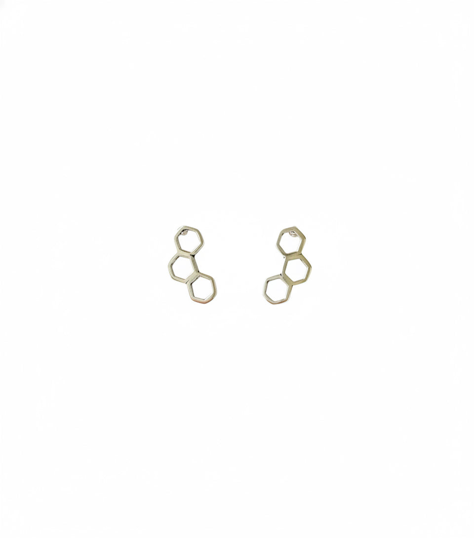 Sterling Beehive Honeycombed Shaped Studs - Standout Boutique