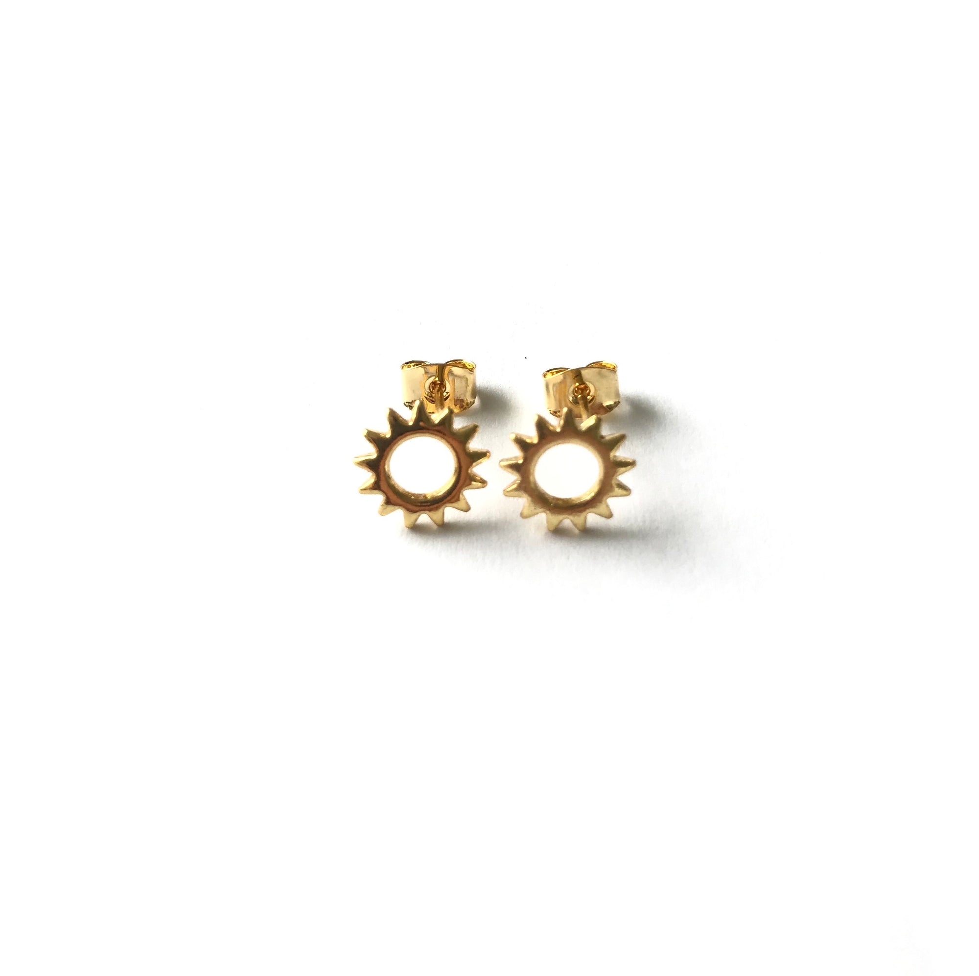 18K gold plated sunflower stud earrings over Italian brass
