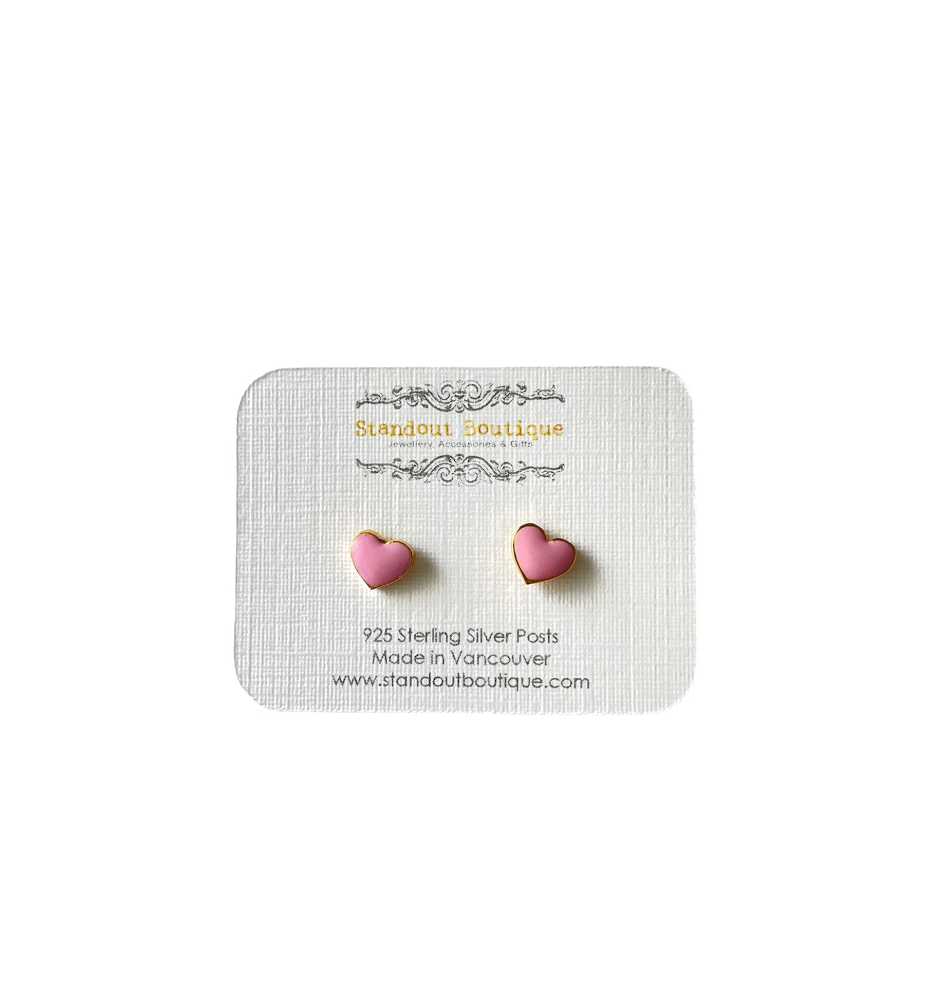 small red enamel heart stud earrings in sterling silver 