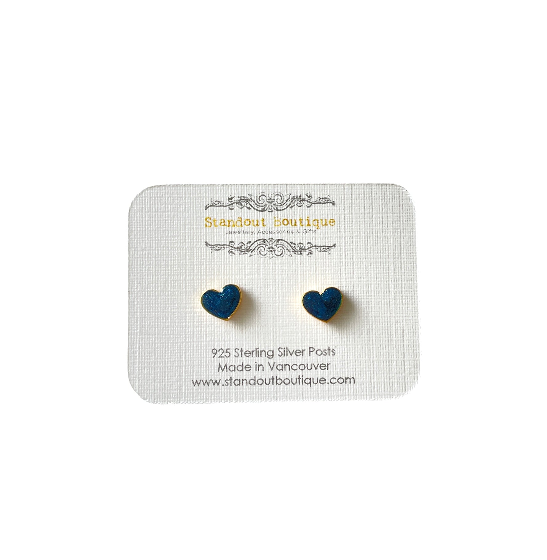 small enamel heart stud earrings in sterling silver 