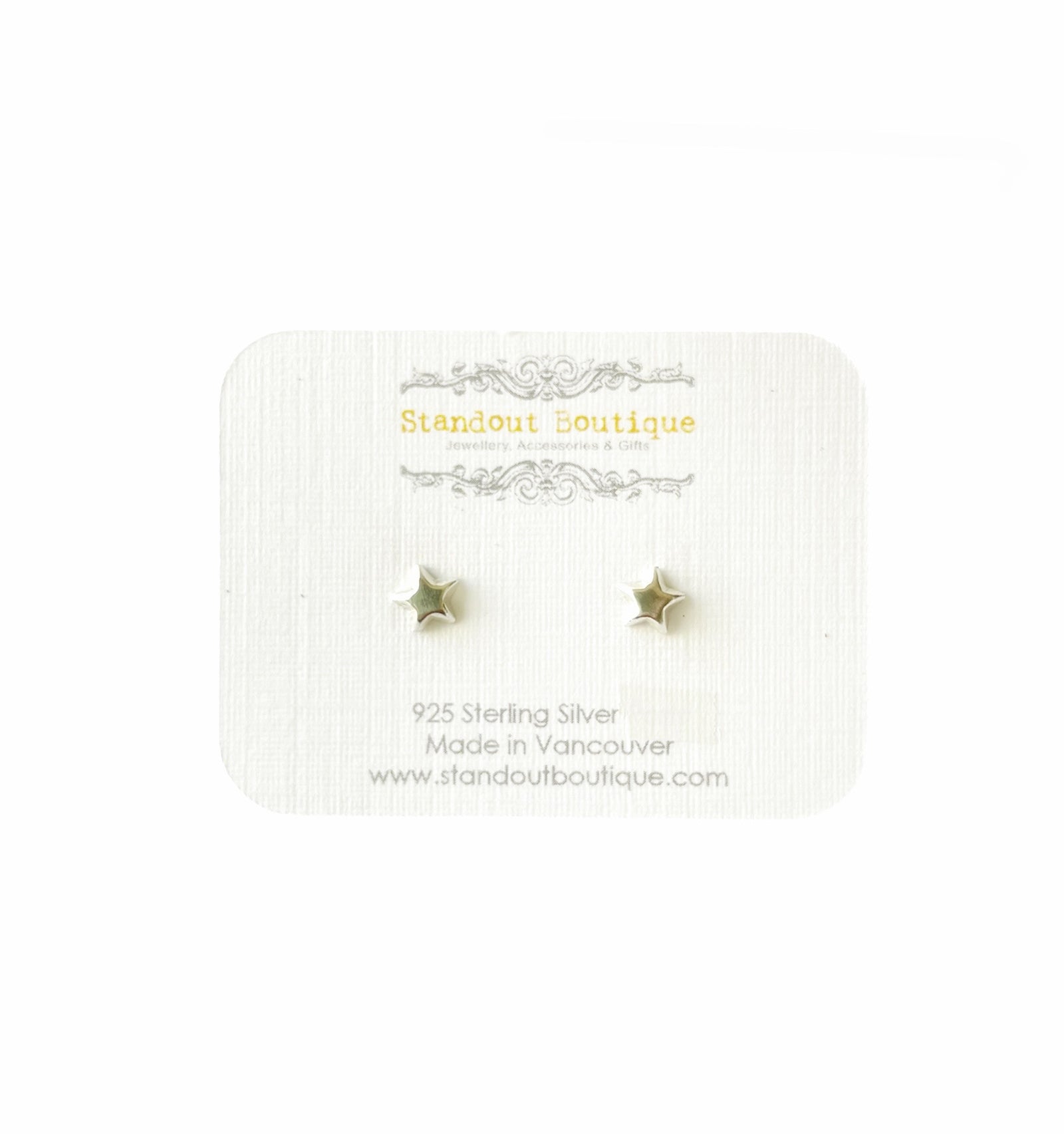 small silver star stud earrings in sterling silver