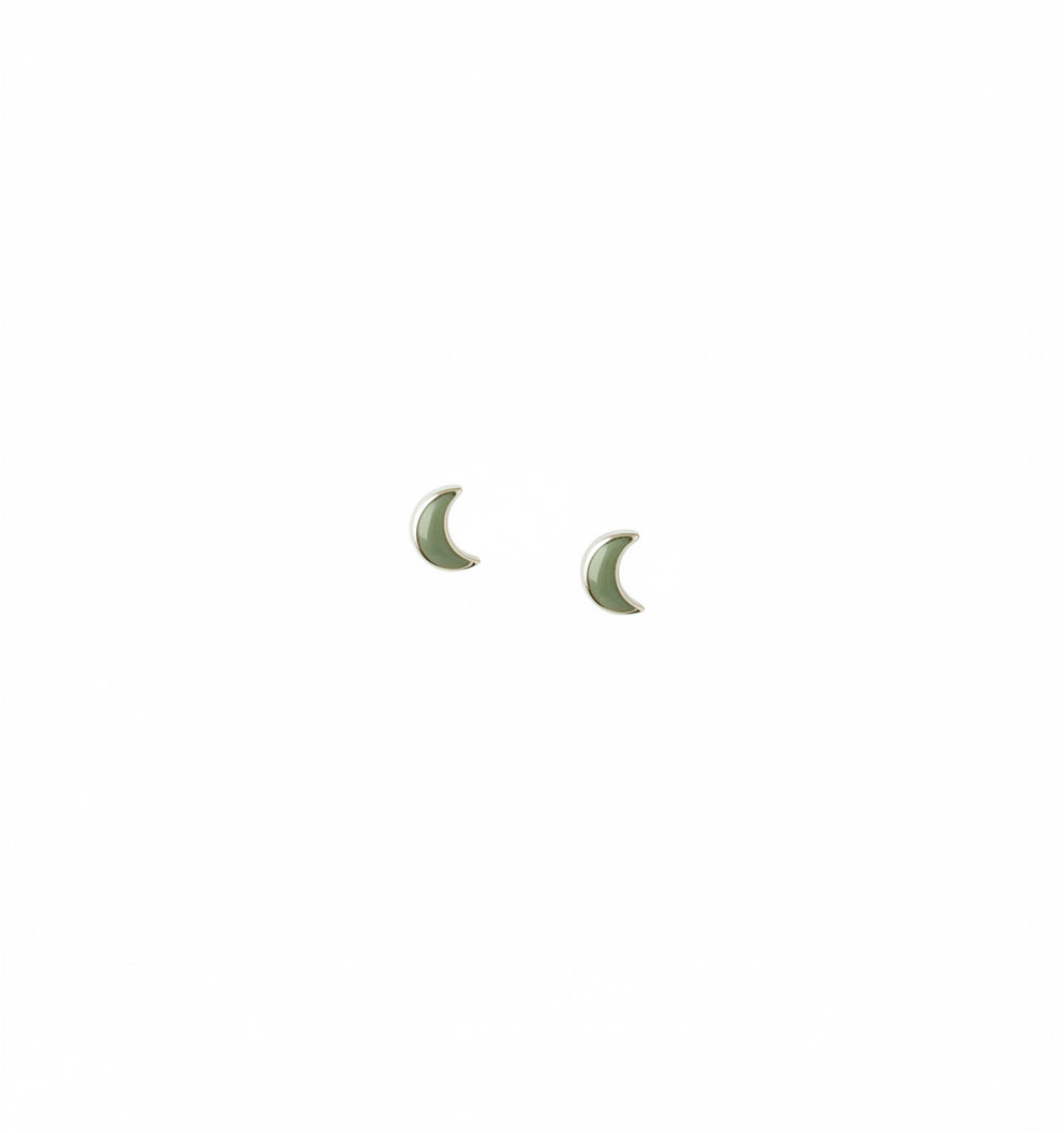 crescent moon stud earrings in sterling silver