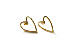 dainty open heart stud earrings in a medium size and timeless design
