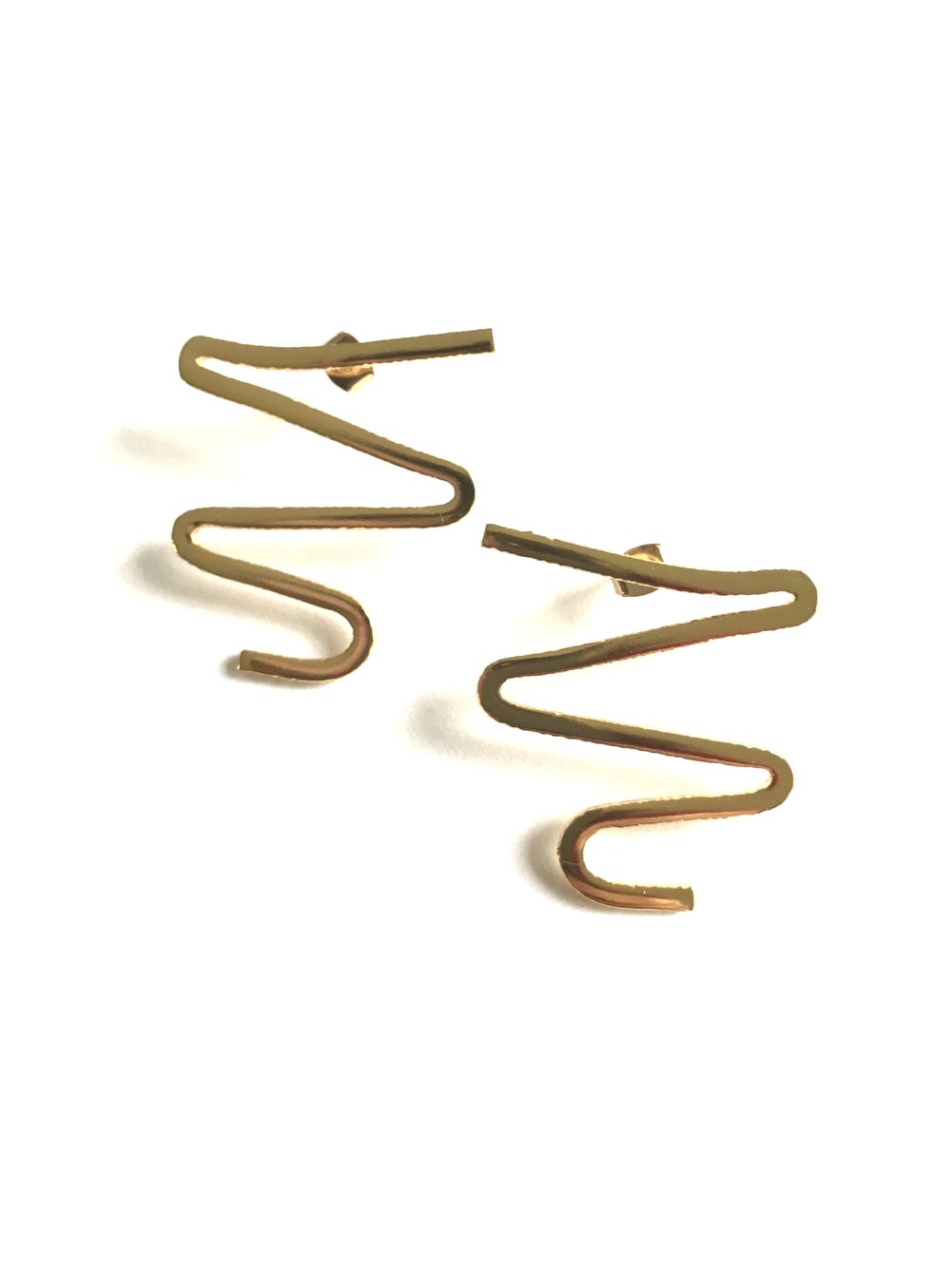 Gold Earrings with Curves