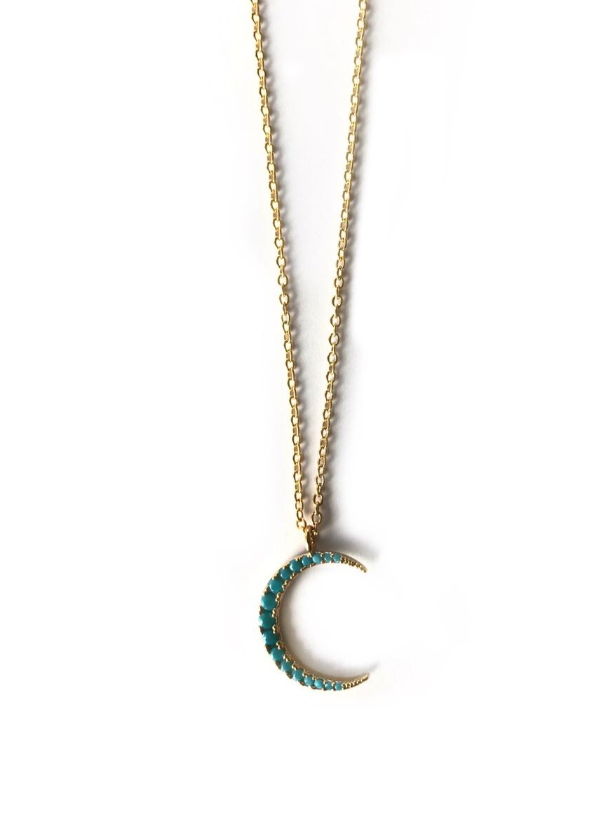 Luna Green Moon Gold Chain Necklace - Standout Boutique