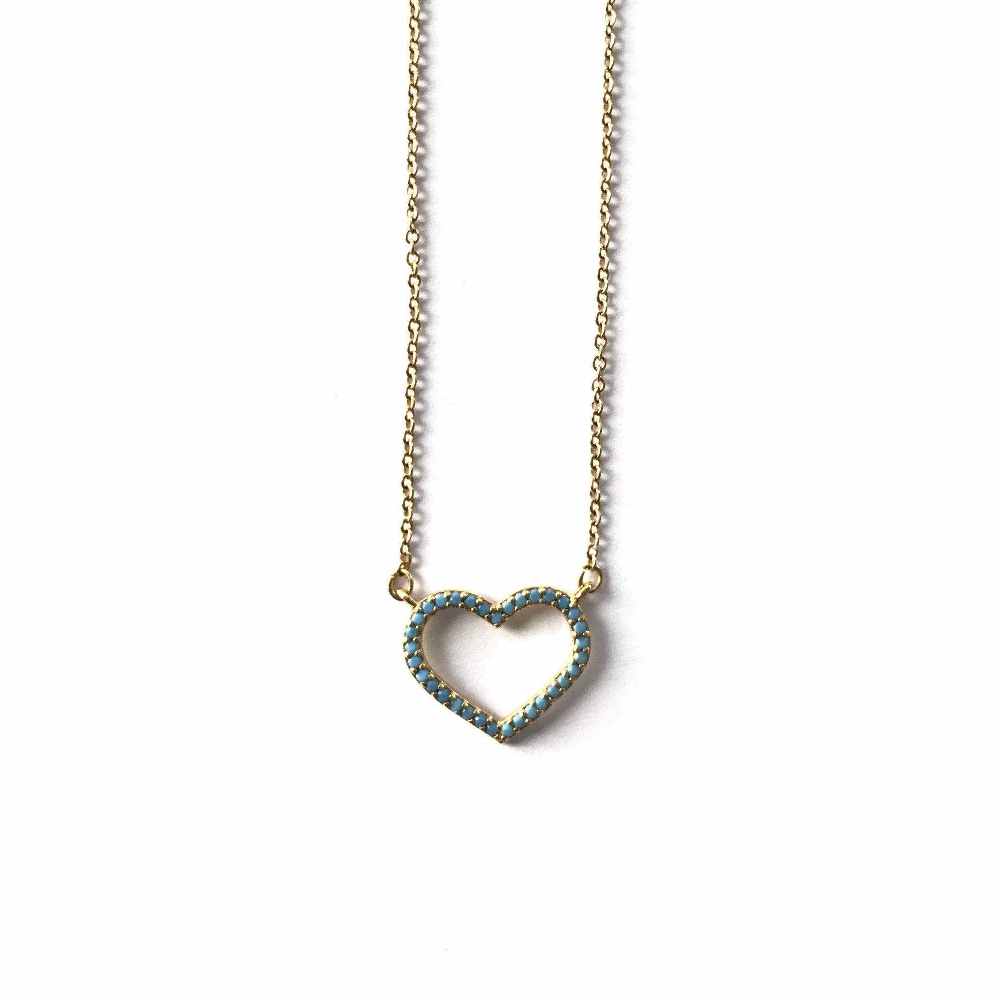 Turquoise Heart Gold Chain Necklace - Standout Boutique